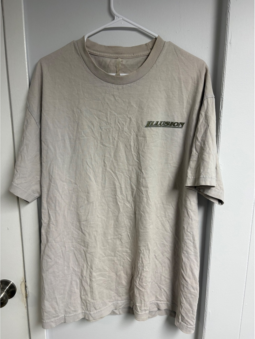 Vintage Jerzees Illusion Graphic T-Shirt XL Beige Cotton